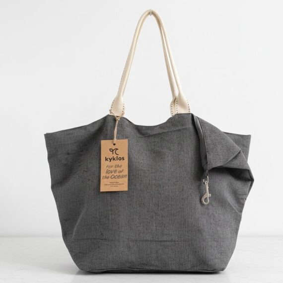 The Kyklos Project Large Canvas Tote Bag - Charcoal Gray